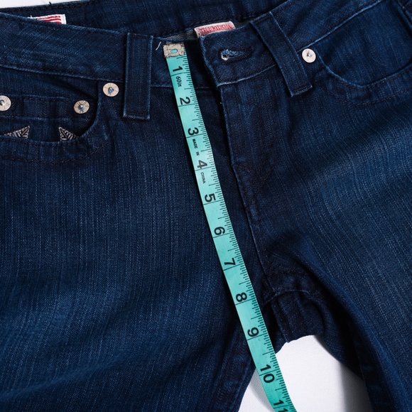 True Religion Tori Dark Wash Denim Embellished Jeans Pockets Size 27 x 30 - Picture 14 of 16